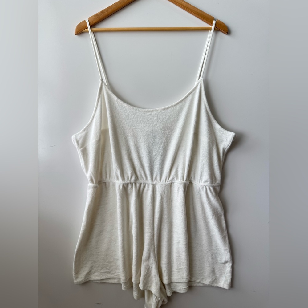 H&M Divided Terry Romper Spaghetti Strap Sleeveless‎ Ivory White Size XL